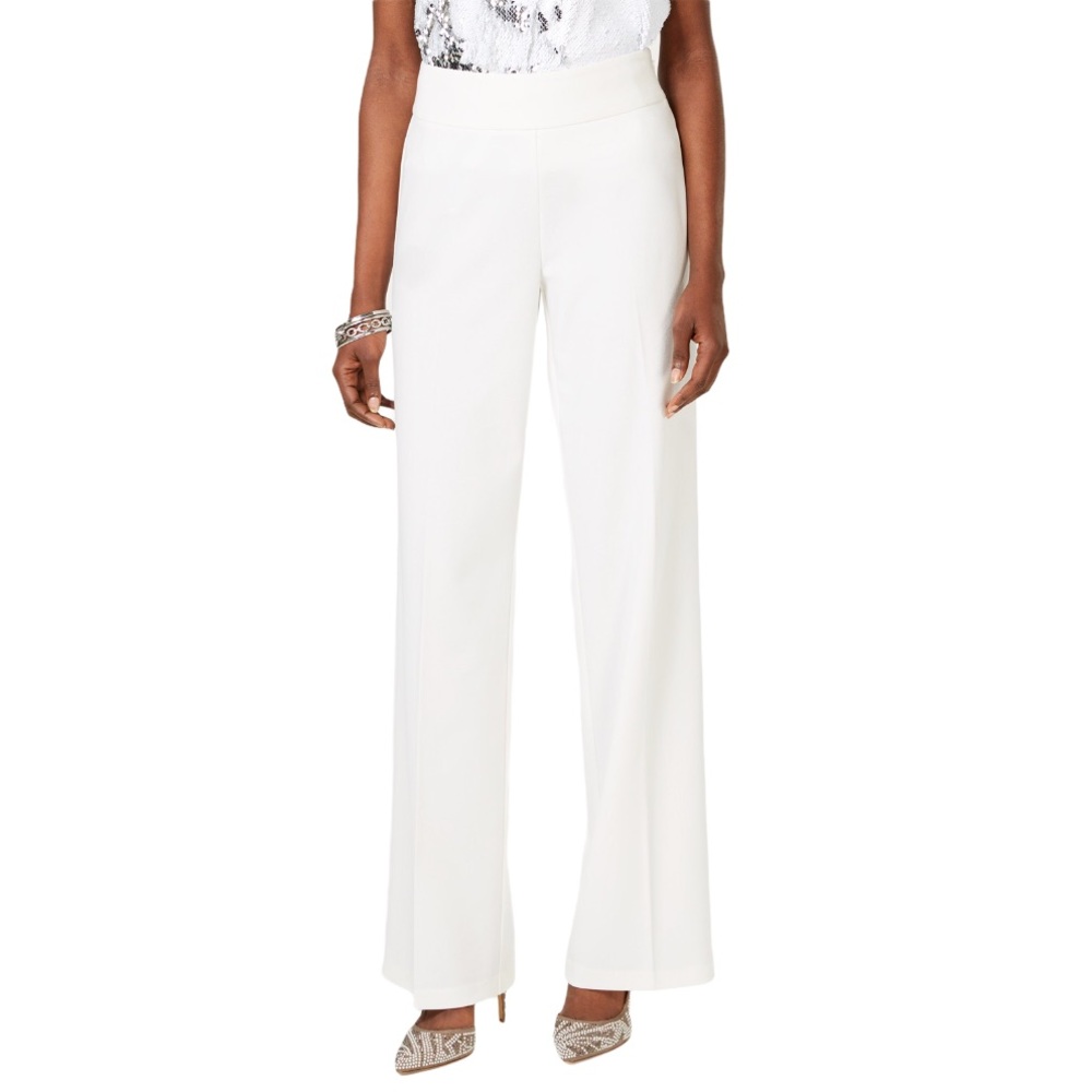 NWT INC Wide-Leg Crêpe Side Zip High Waist Pants - Picture 1 of 3